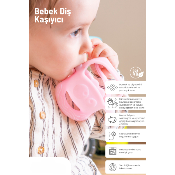 Pembe Bebek Silikon Diş Kaşıyıcı   - 2